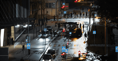 Filming scenes for 'The Agency,' on and near Kreutzwaldi street in Tallinn, Monday, September 16, 2024