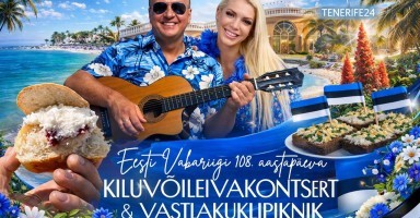 Eesti Vabariigi 108. aastapäeva tähistamine Tenerifel 24.02.2026 - Tenerife24 TASUTA Kiluvõileivakontsert ja Vastlakuklipiknik - esinejaks Laura Põldvere ja Margus Martmaa